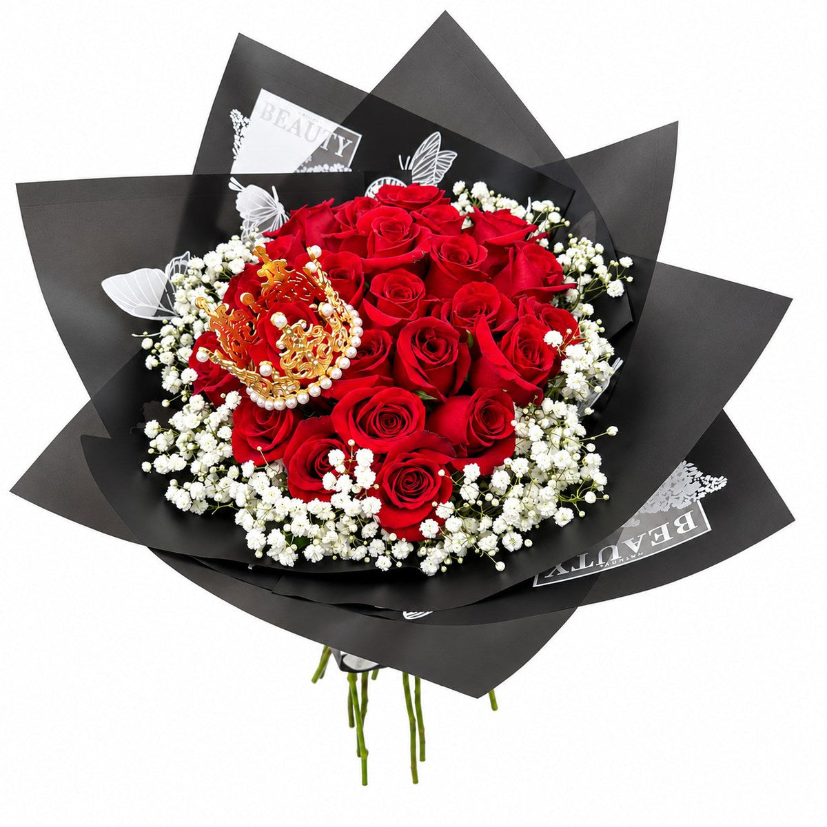 Crimson Crown Rose Bouquet – MERCY'S FLOWERS, Miami FL