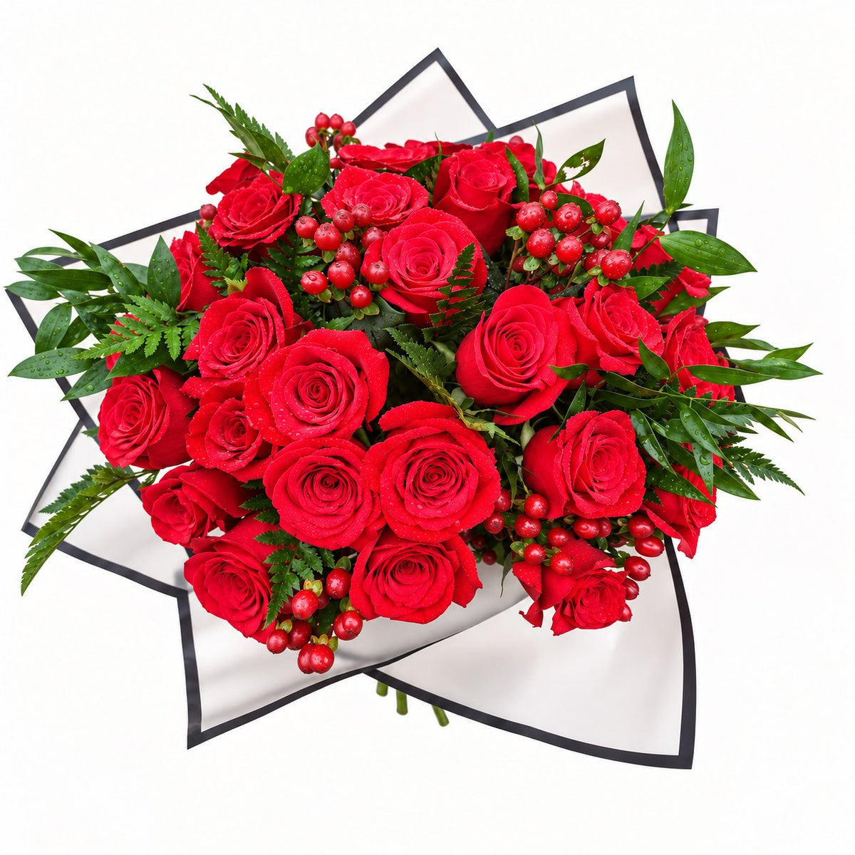 Crimson Frame Rose Bouquet – MERCY'S FLOWERS, Miami FL