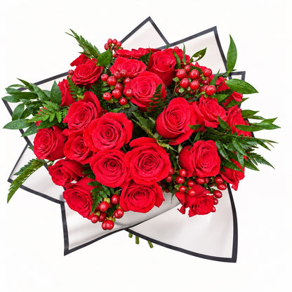 Crimson Frame Rose Bouquet – MERCY'S FLOWERS, Miami FL