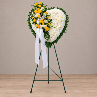 Sunshine Tribute Heart – MERCY'S FLOWERS, Miami FL