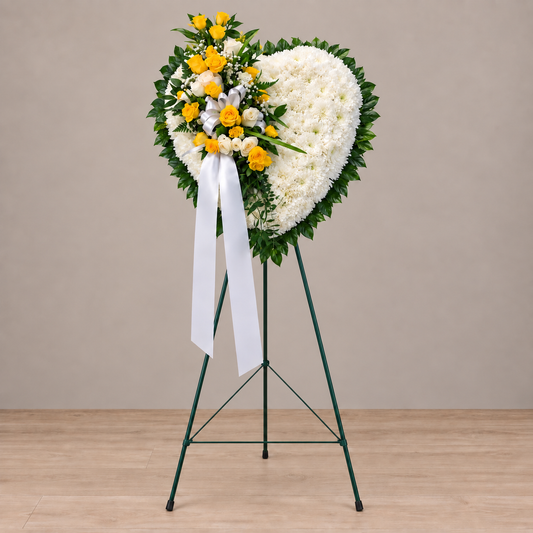 Sunshine Tribute Heart – MERCY'S FLOWERS, Miami FL
