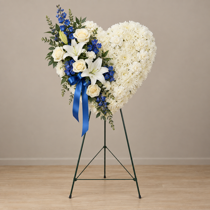 Peaceful Blue Heart – MERCY'S FLOWERS, Miami FL