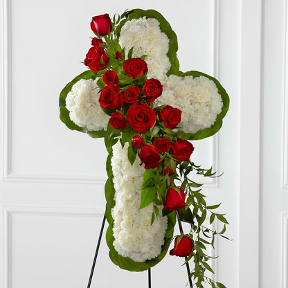 Floral Cross Easel – MERCY'S FLOWERS, Miami FL