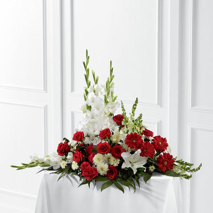 Crimson & White Arrangement – MERCY'S FLOWERS, Miami FL