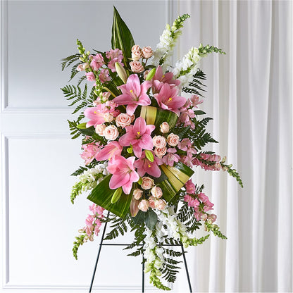 Elegant Embrace Standing Spray – MERCY'S FLOWERS, Miami FL