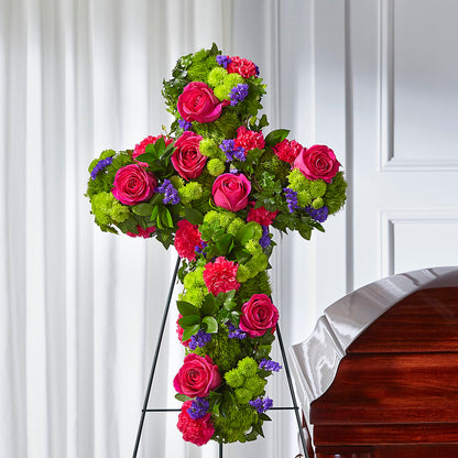 Tribute Rose Floral Cross – MERCY'S FLOWERS, Miami FL