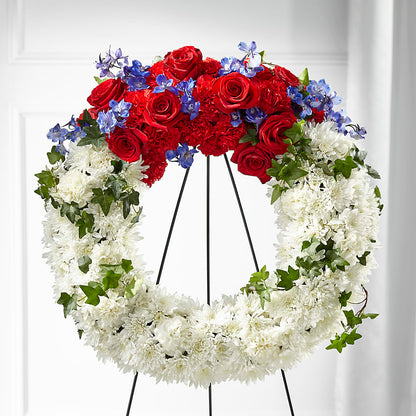 Patriotic Passion Wreath – MERCY'S FLOWERS, Miami FL