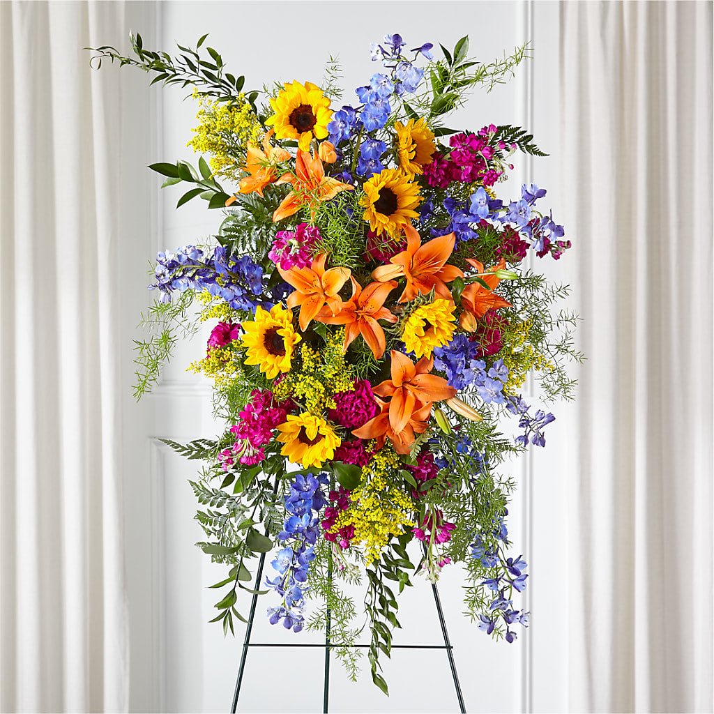 Sunlit Memories Standing Spray (Standard) – MERCY'S FLOWERS, Miami FL