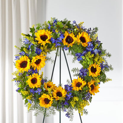 Bright Rays Wreath – MERCY'S FLOWERS, Miami FL