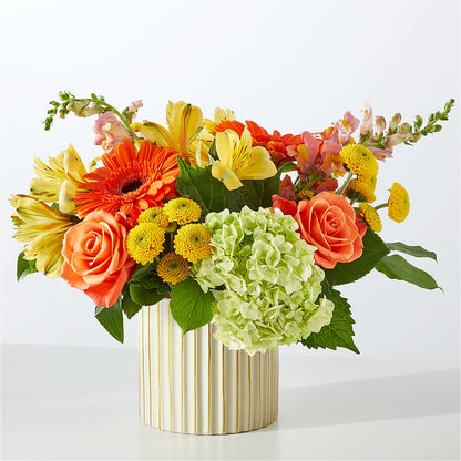 Autumn Sunshine Bouquet with Ivory Vase – MERCY'S FLOWERS, Miami FL