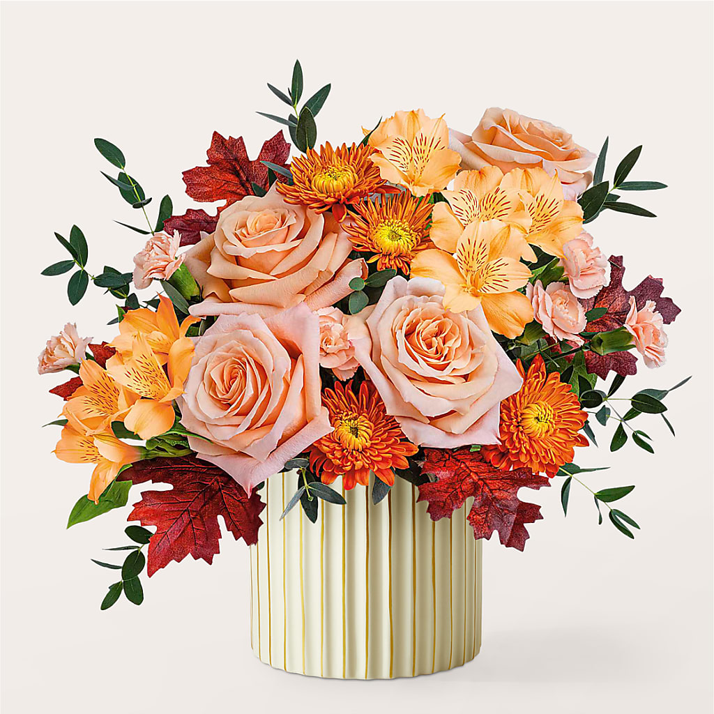 Spiced Latte Bouquet with Ivory Vase – MERCY'S FLOWERS, Miami FL