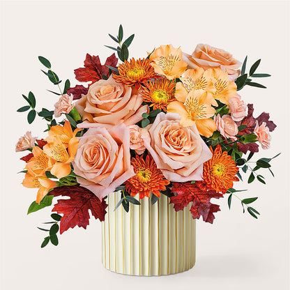 Spiced Latte Bouquet with Ivory Vase – MERCY'S FLOWERS, Miami FL