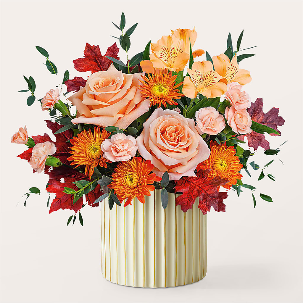 Spiced Latte Bouquet with Ivory Vase – MERCY'S FLOWERS, Miami FL