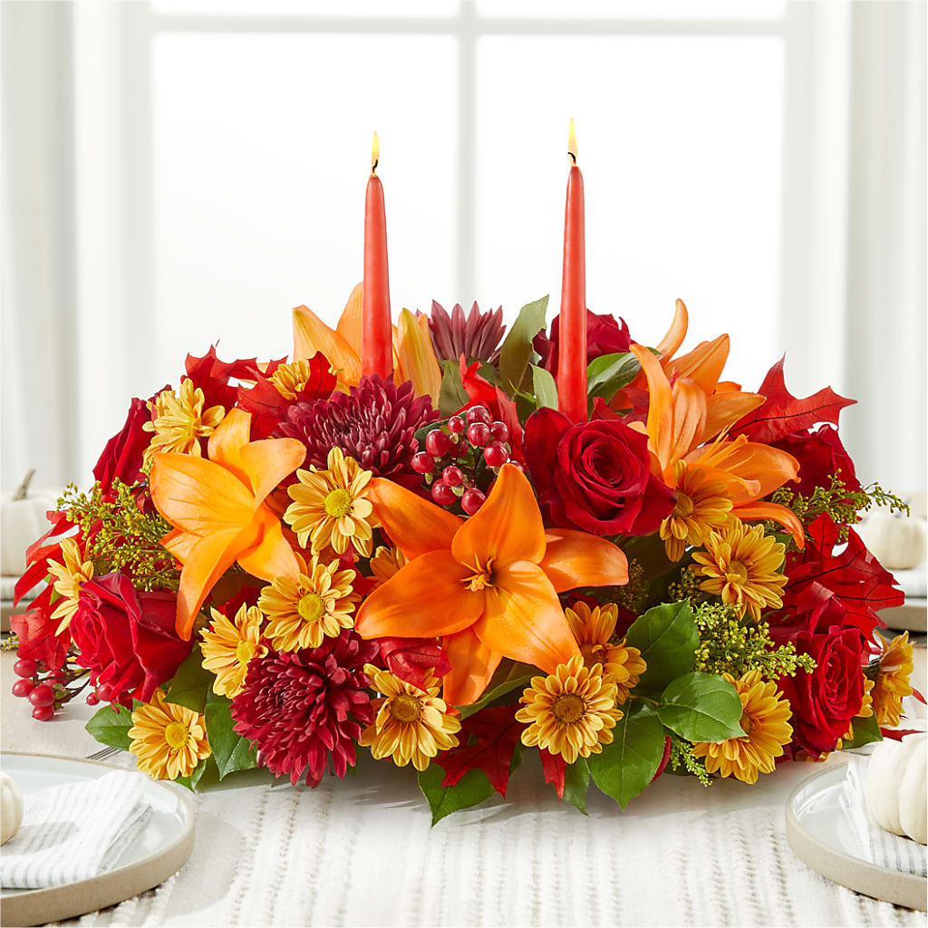 Autumn's Embrace Centerpiece – MERCY'S FLOWERS, Miami FL